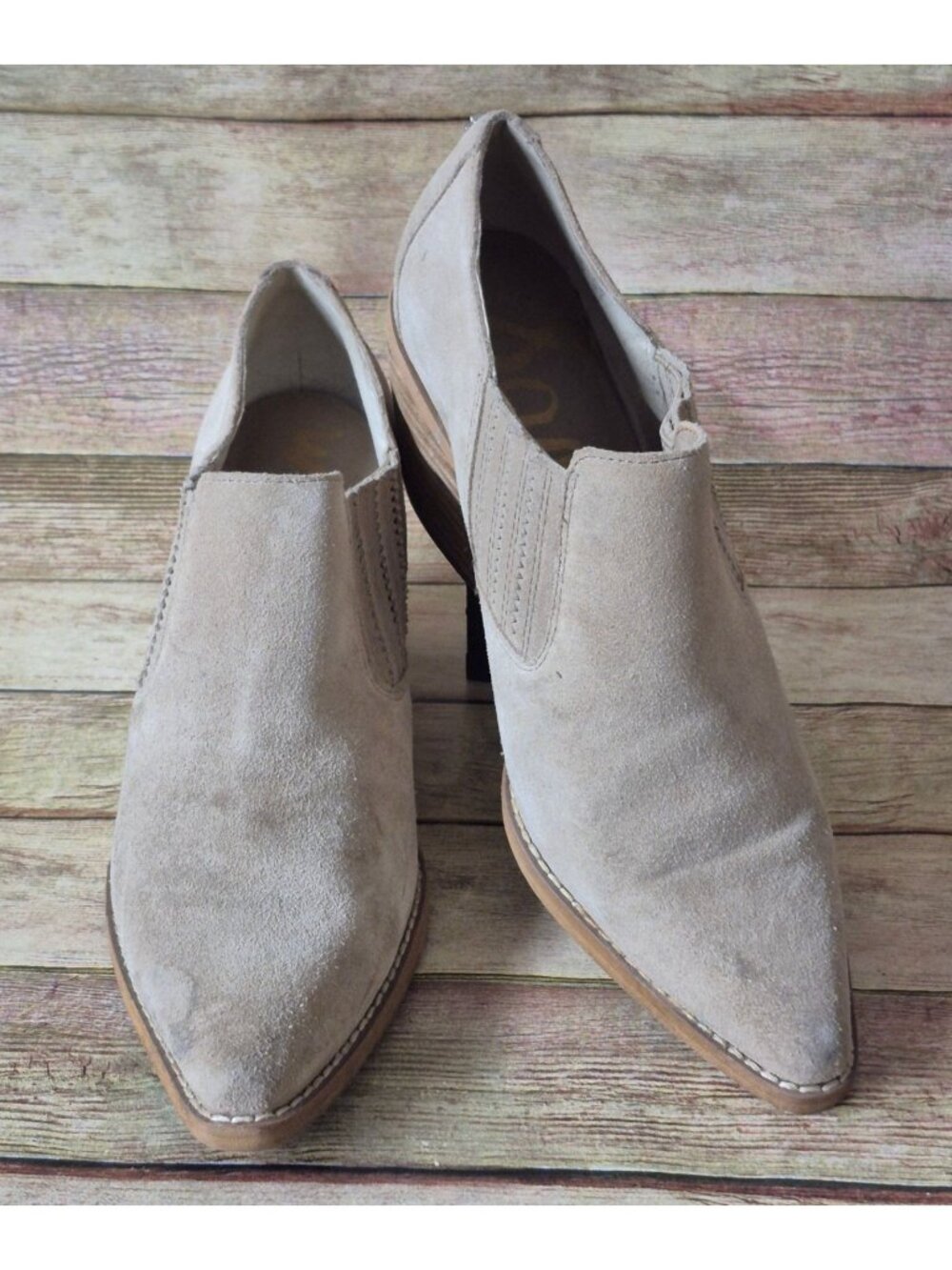 SAM EDELMAN Womens Walton Suede Leather Bootie Boots in Oatmeal Tan Size 6.5